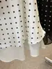 Saia Elegante de Acetato Cetim com Bolinhas para Mulheres, Novo Estilo de Verão, Cintura Alta, Linha A Emagrecedora, Justa ao Corpo, Comprimento Médio
