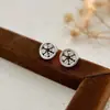 Brincos Redondos Chiheng S999 Prata Pura com Pedra Embutida Nicho Acessível Luxo Moda Brincos de Alta Qualidade Brincos Coreanos Versão Coreana Tendência