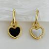 Simples Dupla Face Preto e Branco Shell Amor Orelha Fivela High-end Luz Luxo Anel Brincos Retro Distintivo