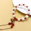 Pulsera de Raíz de Bodhi de Jade Blanco, Semilla de Bodhi, Flor de Loto, para Mujer, Cuentas de Buda, para Sostener en la Mano, Juguete Cultural, Estudiante, Colgante de Pulsera Suave de Pata de Gato