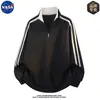 Sudadera de alta calidad con media cremallera y cuello alto de la marca NASA para hombre, un top a rayas casual, de corte holgado, moderno y versátil para otoño