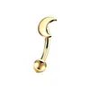Bestseller transfronteiriço: Piercing de sobrancelha em aço inoxidável com rosca externa, designs de lua, coração e pentagrama, haste curva 16G para cartilagem da orelha, em estoque