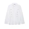 Popular camisa para mujer marca Z, estilo europeo y americano de moda, popelina anudada con decoración de hebilla transfronteriza, AliExpress, blanco, dulce y fresca, ZA