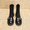 Botas Ajustadas Versátiles Estilo Británico Retro Botas Tipo Calcetín Marrones Estilo Otoño e Invierno 2025 Botas Cortas Pequeñas Botas Populares