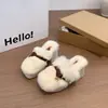 Pantuflas Peludas de Tacón Alto Grueso con Punta Cerrada para Mujer, Para Usar en Exteriores, Nuevo Estilo Otoño/Invierno 2026, Pantuflas de Algodón Cálido de Felpa que Aumentan la Altura