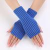 20 guantes cortos de moda largos gruesos a rayas otoño e invierno nuevos para mujer de lana tejida sin dedos manga de brazo manga de muñeca