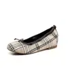 Zapatos Planos de Cuadros con Lazo Nuevos Estilo Vintage 2026 para Mujer, Zapatos Planos Tipo Bailarina de Punta Redonda, Suela Suave y Poco Profunda, Mocasines Versátiles para Mujer