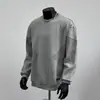 2025 Nova Coleção Outono Marca Americana Tendência Moletom Gola Redonda Patchwork Manga Longa Pulôver Simples Casual Cinza Top para Homens