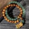 Pulseira Barbie Sandalwood 0,8mm DIY Pulseira de Aventurina Verde com Contas Budistas de Círculo Duplo para Homens e Mulheres, Pingente de Tara