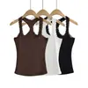 CL2433-26 Camisola base de verano estilo coreano ajustada con escote en U de encaje de corte regular lisa
