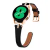 Aplicable a Samsung/Huawei Correa de Cuero con Pedrería en Forma de T para Reloj Huawei FTN-B19 Cintura Pequeña Adelgazante Correa de Reloj Inteligente de 20 mm
