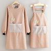 Nuevo delantal de lona con dibujos animados para el hogar, cocina, mono de manga larga, ropa de trabajo transpirable, ropa de trabajo para mujer, cintura para adultos