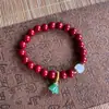 Pulsera Popular Estilo Chino de Arena Púrpura y Dorada para Mujer con Colgante de Loto, Cinabrio de Bajo Contenido, Venta Directa de Fábrica