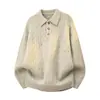 Suéter Pulóver de Punto Trenzado para Hombre Estilo Old Money Nuevo Otoño/Invierno 2026 con Cuello de Solapa, Camisa Básica Casual para Jóvenes