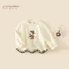 Camiseta de Manga Larga de Otoño para Niña 2026 Nuevo Modelo Bebé Niña Encaje Estilo Coreano Primavera y Otoño Infantil Cuello Redondo Ropa Casual Clase A