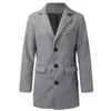 Comércio Exterior Transfronteiriço Amazon moda masculina outono e inverno sobretudo de lã de abotoamento simples com gola de terno estilo britânico, casaco de comprimento médio