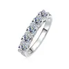 Anel de Moissanita Feminino Anel S925 Anel de Fileira Princesa com Cinco Diamantes Anel de Coroa Exportação Transfronteiriça Fábrica de Joias Atacado