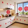 Set de decoración de habitación de boda en nuevo estilo chino con recortes de mariposas y caracteres grandes de "doble felicidad" para las habitaciones y la sala de estar de los novios