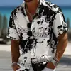 Camisa de verano para hombre, talla europea, cuello camisero, manga corta, casual, transpirable, corte ajustado, ropa para hombre, camisa con estampado digital 3D