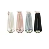 Pantalones de Pierna Ancha de Cintura Alta Estilo Nuevo Chanlan, Sueltos y con Caída, Pantalones Largos Casuales Plegados de Seda Helada Nuevos de Verano para Mujer