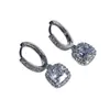 Pendientes de Moda Transfronterizos Europeos y Americanos para Mujer, Exquisitos y de Moda, Pendientes Cuadrados Brillantes de Circonita Diamante para Mujer, Clips para Orejas Estilo Lujo Ligero