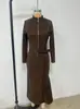 2025 En Stock Alta Calidad Cachemir Doble Cara Nueva Moda Otoñal Europea y Americana Elegante Cremallera Cuello Alto Chaqueta