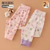 Pantalones térmicos de algodón para niñas, leggings de algodón 100% puro con dibujos animados, ropa interior de bebé sin costuras cepillada