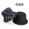 Amazon Transfronterizo Nuevo Estampado de Espina de Pescado Animal Europeo y Americano Sombrero de Pescador de Doble Cara Moda para Hombres y Mujeres Sombrero de Cubeta Protector Solar