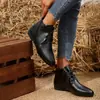 Botines Retro de Punta Corta para Mujer, Nuevos Botines Planos Martin Versátiles Primavera 2026, Botines de Tobillo con Cordones de Cuero Suave para Mujer