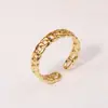 Anillo Abierto Retorcido Calado Chapado en Oro Transfronterizo Ins Europeo y Americano Anillo Ajustable en Vivo para Mujer Joyería de Mano con Diseño Retorcido