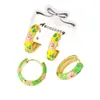 Estilo Chino Retro Hebilla de Oreja Circular Aro de Oreja Flor de Color Goteo de Aceite Nuevos Pendientes Chinos Pendientes del Sudeste Asiático Mujeres Venta al por Mayor