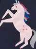 Camiseta de otoño de manga larga para niños 2026, estilo europeo y americano, con bonito bordado de unicornio, top de cuello redondo para niñas, camiseta básica, ropa infantil