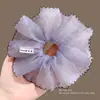 Scrunchie de Rede com Bolinhas Roxas para Mulheres Estilo Coreano High-End Super Bonito Flor de Cabelo Elástico de Cabelo Elástico para Coque Acessórios de Cabelo