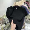 Camiseta Básica de Algodón Puro de Manga Corta Color Amarillo Claro Sencilla de Hombro Normal para Mujer Verano Ajuste Delgado Elástica Favorecedora Color Sólido Cuello Redondo