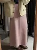Falda midi de punto engrosada para mujer, nuevo estilo de otoño, corte recto, tiro alto, adelgazante, mezcla de lana, falda larga ajustada al cuerpo