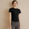Camiseta deportiva de verano para mujer, elástica, con media cremallera, fina, de secado rápido, para correr, ajustada, para yoga, de manga corta
