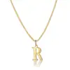 Amazon Moda Transfronteriza Simple 26 Letras Inglesas Colgante Brillante Collar Cadena de Clavícula Versátil Elegante de Acero Inoxidable