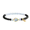 Pulsera de obsidiana natural y aguamarina para mujer, cuenta doble en forma de calabaza, pulsera de cristal hidratante, que atrae la riqueza y la fortuna, adecuada como regalo