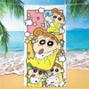 Toalha de banho de secagem rápida infantil de grandes dimensões Giz de cera Pequena nova toalha de praia Microfibra Velo de dupla face Toalha de praia com impressão digital