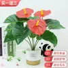 Flores Artificiales para Decoración de Sala de Estar, Plantas Verdes Falsas de Pie para Dormitorio, Macetas de Flores Falsas, Artículos Decorativos, Hojas de Monstera para Decoración de Interiores