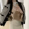 Nuevo abrigo suéter elegante estilo coreano para otoño e invierno para mujer, cárdigan versátil de punto suelto de longitud media