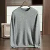 Suéter de Cashmere Espesso de Dupla Camada para Homens, Gola Redonda Pulôver, Tricô de Cor Sólida, Suéter Camada Base, Cashmere Amigo da Pele