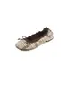Zapatos de Salón Individuales de Temporada Primer Encuentro para Mujer Verano 2026 Nuevos Zapatos Planos con Parches a Cuadros Suela Suave Tacón Grueso Lazo Punta Redonda
