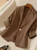 2026 Nuevo Blazer Holgado de Estilo Europeo y Americano Transfronterizo para Mujer con Mangas a Media Longitud y un Botón, Elegante Chaqueta de Traje para Viajar al Trabajo al por Mayor