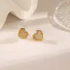 Pendientes Elegantes de Nuevo Estilo Transfronterizos, Pendientes Pequeños y Versátiles con Forma de Corazón para Mujer, Pendientes de Botón Sencillos de Acero de Titanio Ligeros de Lujo de Alta Gama para Verano
