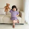 ¡Guau! Conjunto de Dos Piezas de Verano Estilo Coreano Personalizado 2026 para Niñas, Top de Manga Corta de Cerezas y Falda Corta Elegante
