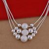 Conjunto de collar y aretes de múltiples perlas de tres líneas, bañado en plata, de dos piezas, joyería esférica de moda, traje de joyería multiconfiguración