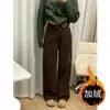 Jeans Marrones para Mujer 2025 Otoño e Invierno Nuevo Estilo Gorditas Delgado Recto Pantalones Talla Grande Pierna Ancha Pantalones Marrón Maillard