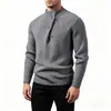 Tendencia de Moda Otoño e Invierno para Hombre Hebilla Oblicua Cuello Alto Textura de Punto Suéter Casual Botón Capa Base Superior Ropa de Hombre