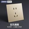 Tep Panel de Interruptores Mate Grande Color Crema Oro Eléctrico Tipo 86 Doméstico Cinco Agujeros Interruptor Simple Doble Control 16A Tres Agujeros